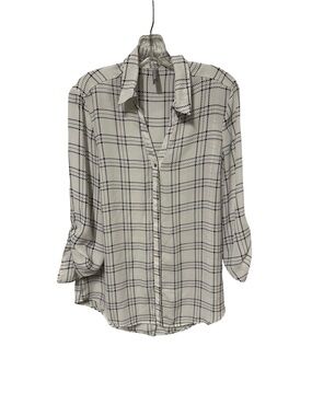 Massini Cream and Black Plaid Button-Down Shirt